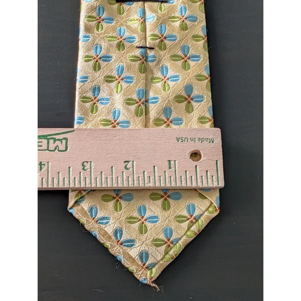 Ike Behar Yellow Summer Floral Jacquard Tie Silk USA‎ Made 60